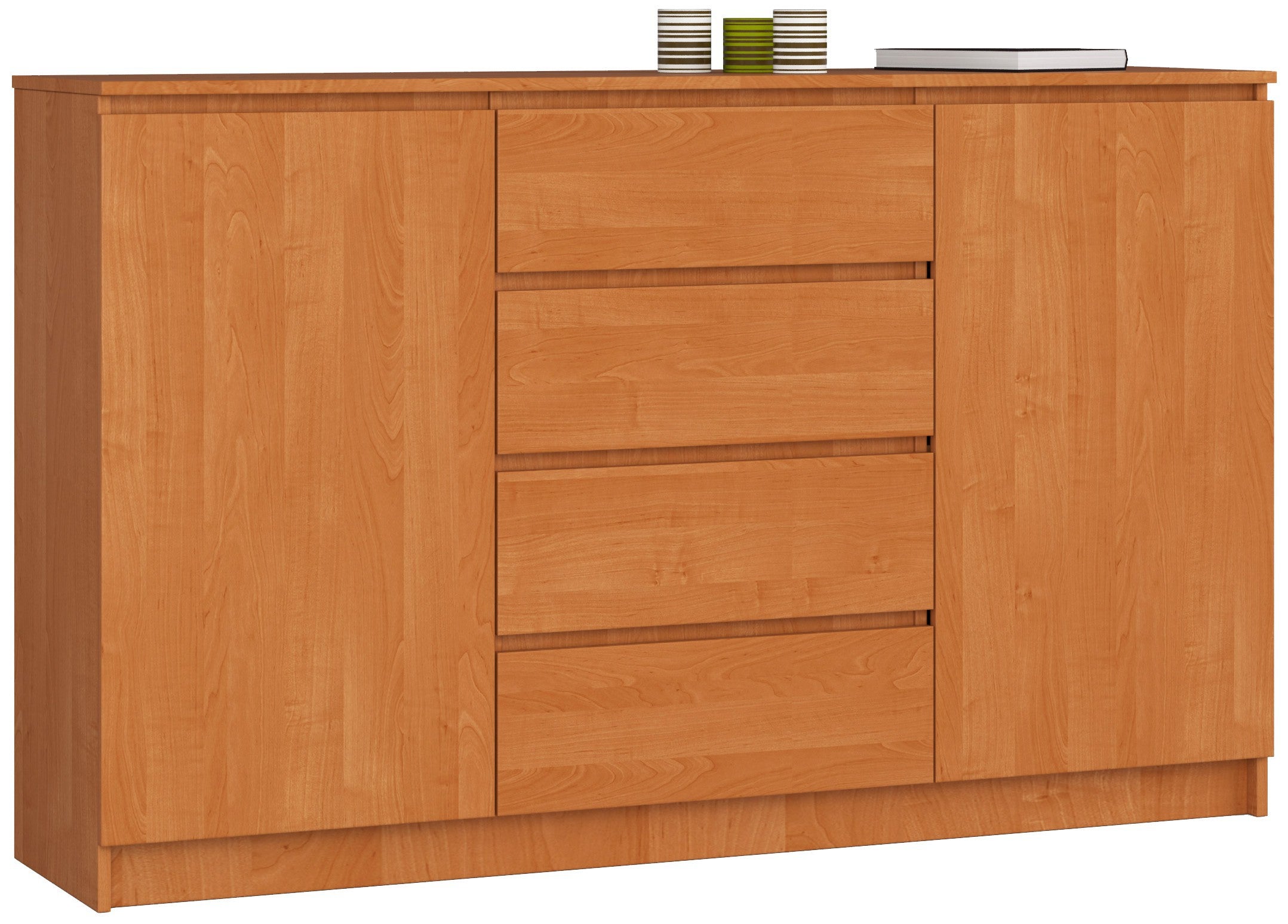Komoda AKORD K160 Olcha 160 cm 2 drzwi 4 szuflady kolor Olcha mat 4 półki 160x40x99 cm