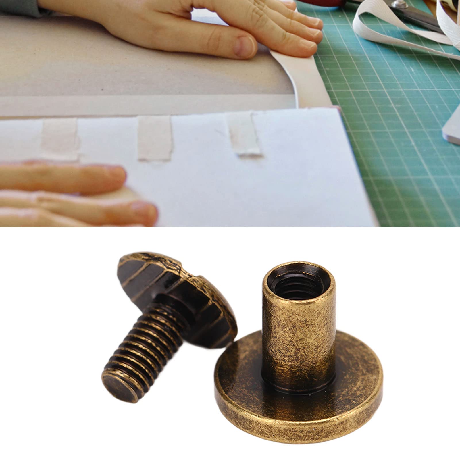 INCREWAY - Set di 30 viti Chicago per rilegatura, 5 mm x 25 mm, placcate ottone, color ottone