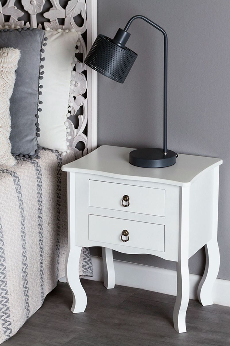 Mesa Cabeceira Cabriole 2 Gavetas 50 cm - Madeira Natural - 2