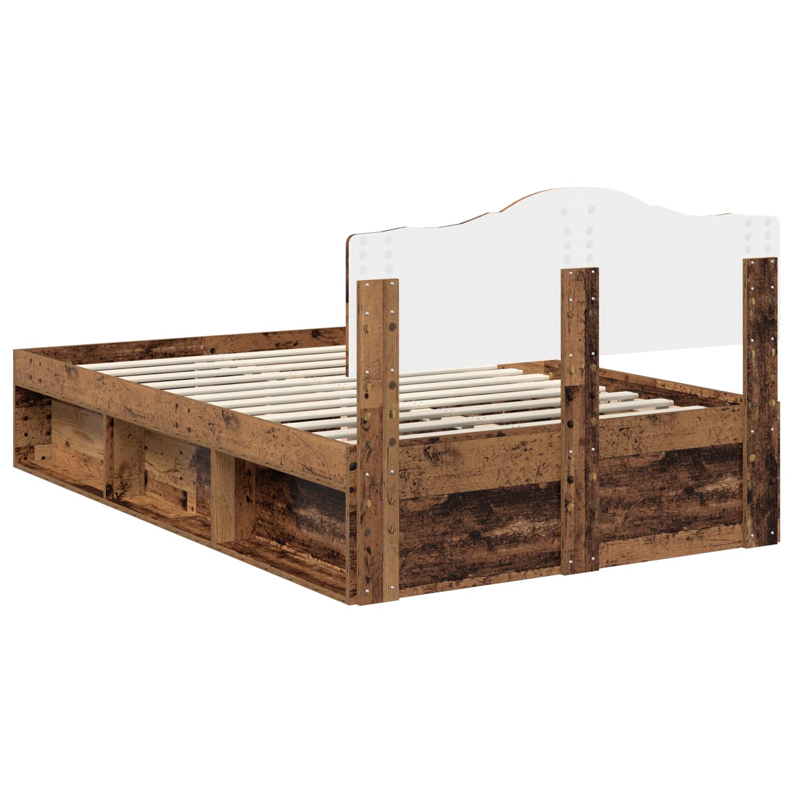 Cadre de lit bois ancien 135 x 190 cm en pin massif - 9