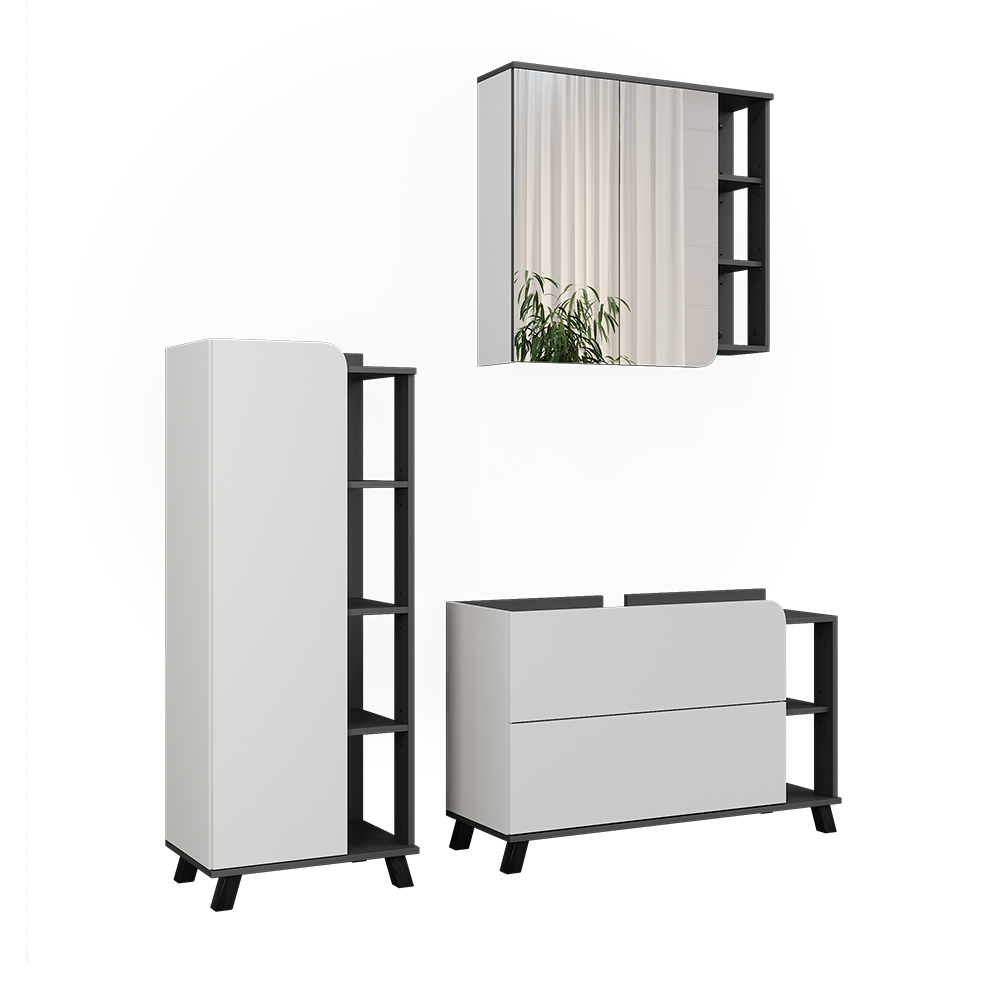 Vicco Zestaw mebli łazienkowych Karen, Antracyt/biały, 3 części