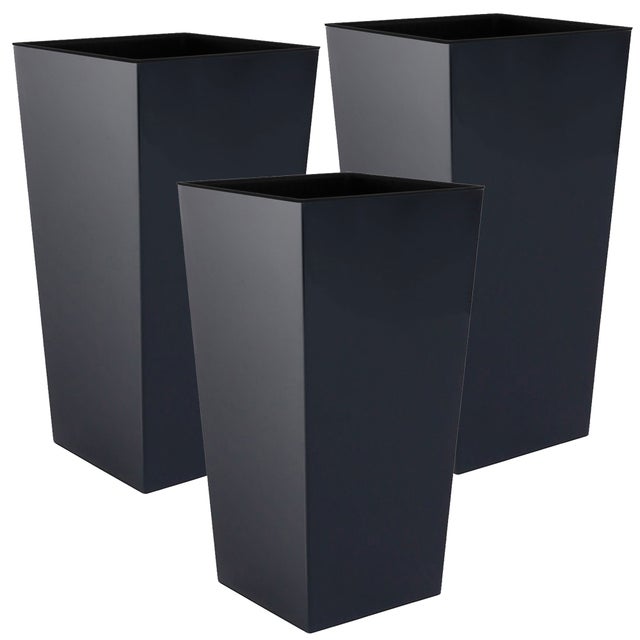 Pack 3 Pote alto de plástico antracite 2L - 12,6 x 12,6 x 20 cm