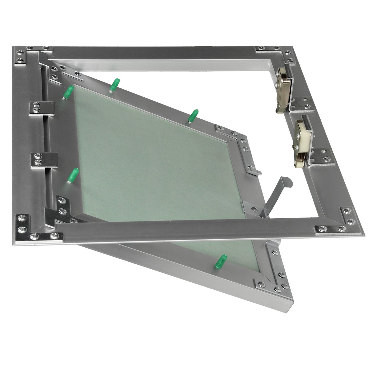 Trappe de visite 250x300 mm aluminium/vert plaque de plâtre imprégnée charnière de porte à droite/à gauche ouverture et fermeture par bouton-poussoir - 5