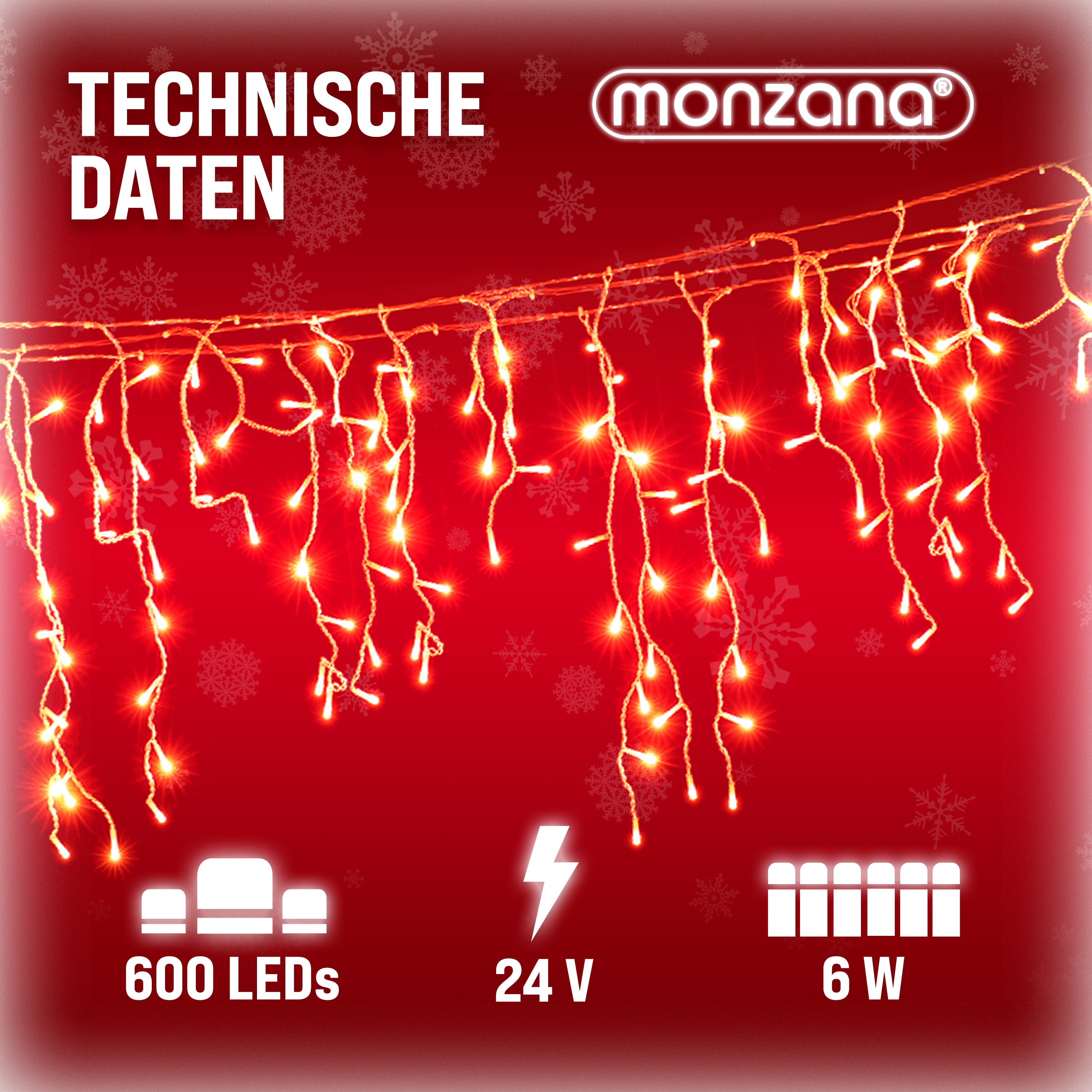 Monzana Guirlande lumineuse 600 LED 20m illumination Blanc chaud décoration Noël éclairage cascade intérieur extérieur - 3