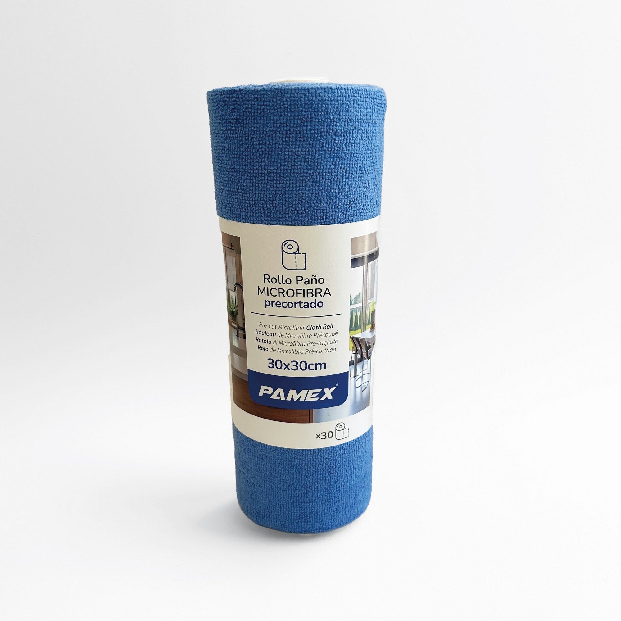 PAMEX Rollo De Paño Microfibra - 30 Unidades, Paño Rasgable, Trapos Reutilizables y Sin Pelusas, Para El Hogar Cocina Coche 30 X 30 Cm - Azul - 7