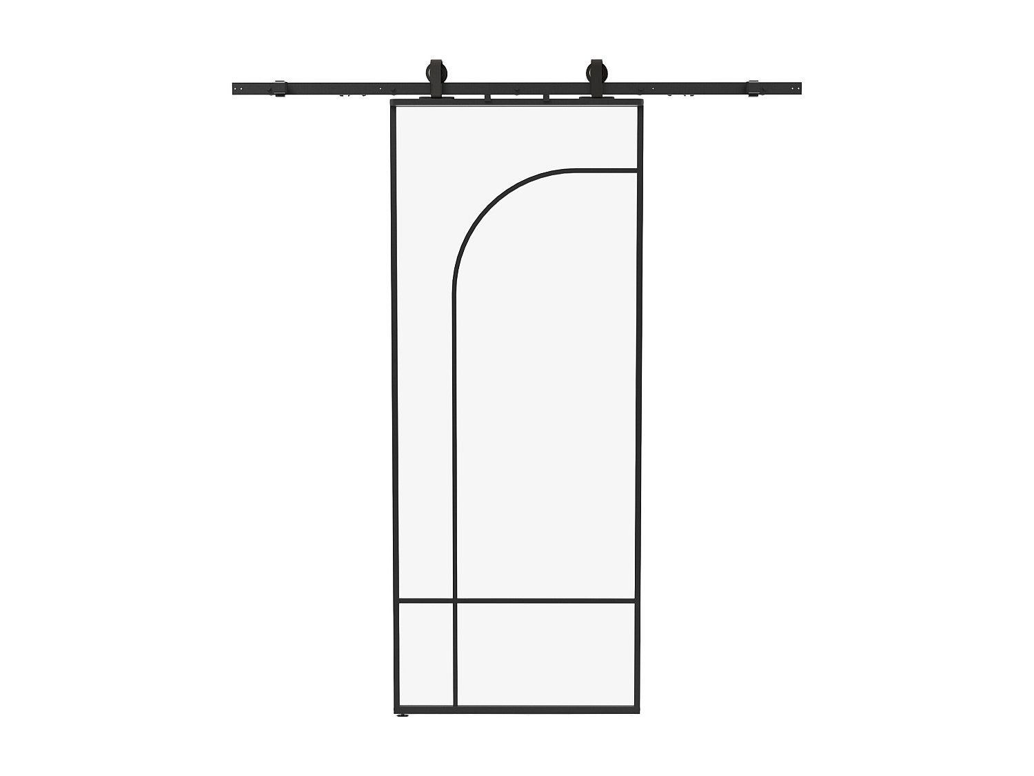 Porte coulissante avec système en applique style verrière - aluminium et verre trempé - H204 x L83 cm - Noir - CLOSIDA - 3