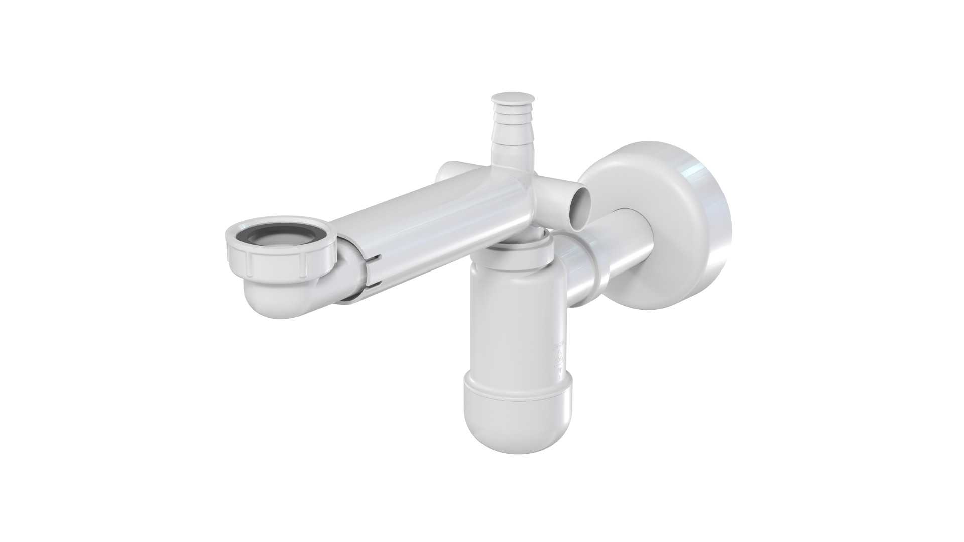 Syfon omijający z korkiem click-clack biały metal