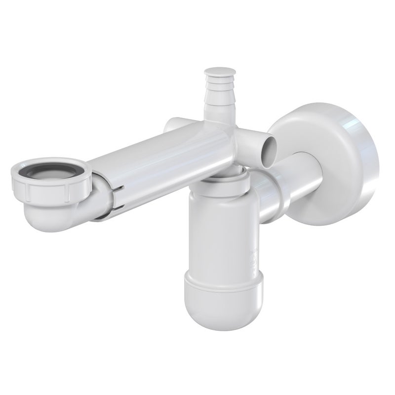 Syfon omijający z korkiem click-clack biały metal