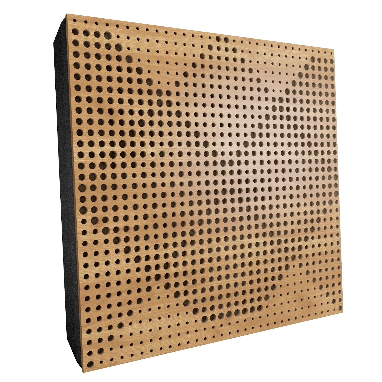 Lot de 2 Panneaux acoustiques WILDS-F décoratifs insonorisants 50x50x5 cm - MDF perforé laminé, tissu et mousse acoustique -Chêne+Beige - 2