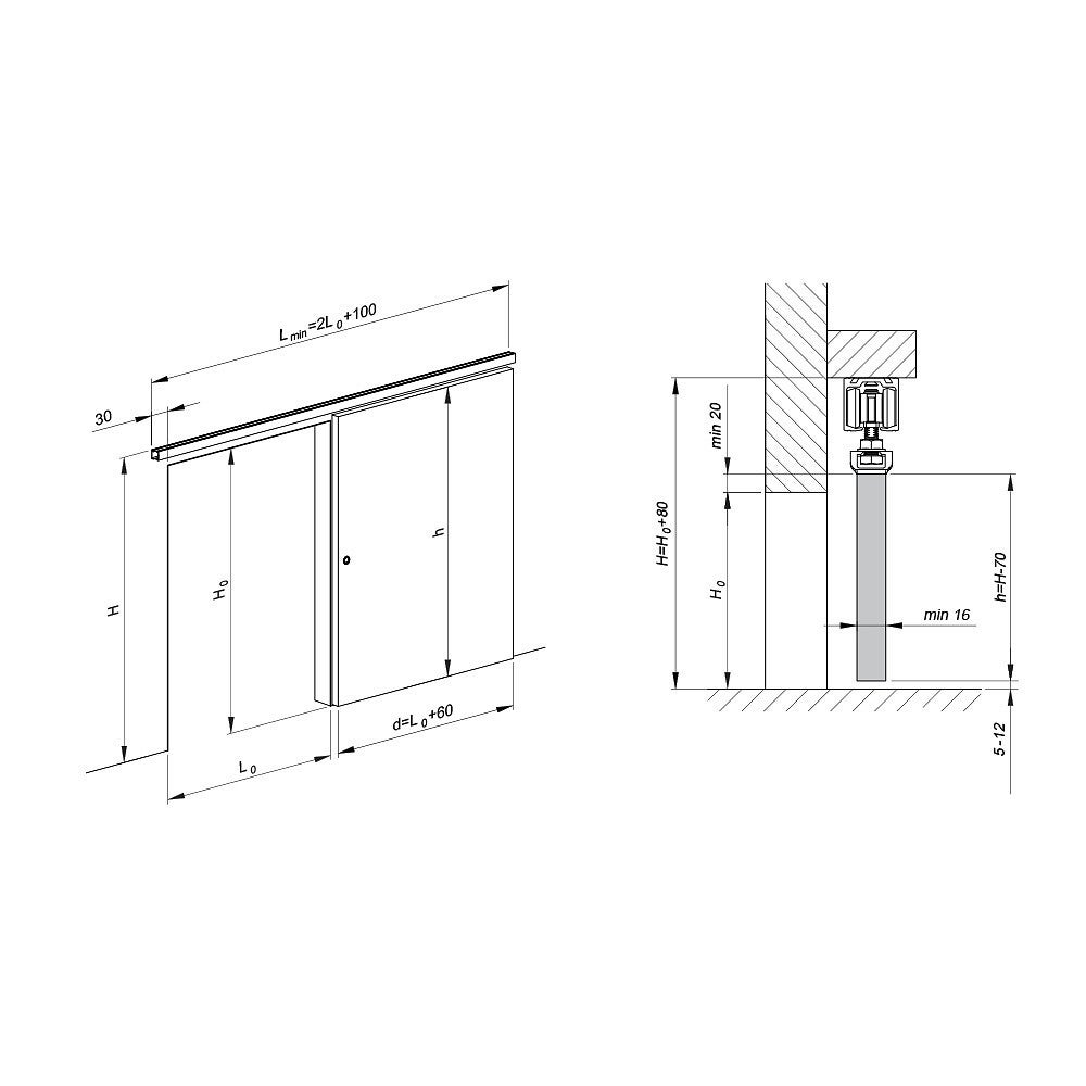 Système coulissant SLID'UP 160 pour 1 porte jusqu'à 900 mm - rail 1,8 m - 60 kg - 8