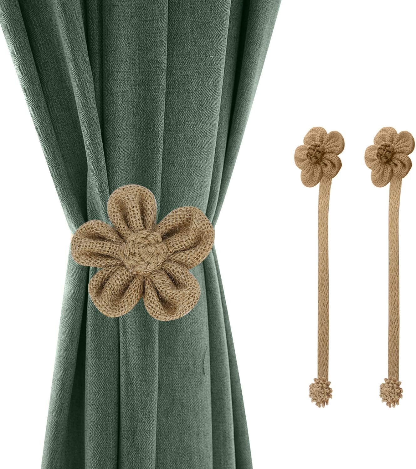 Aimant Puissant Nickelé 2 Embrasses Rideaux Magnétiques Tissées Main - Gris - Fixation Sans Perçage - Déco Maison Décoration Fenêtre