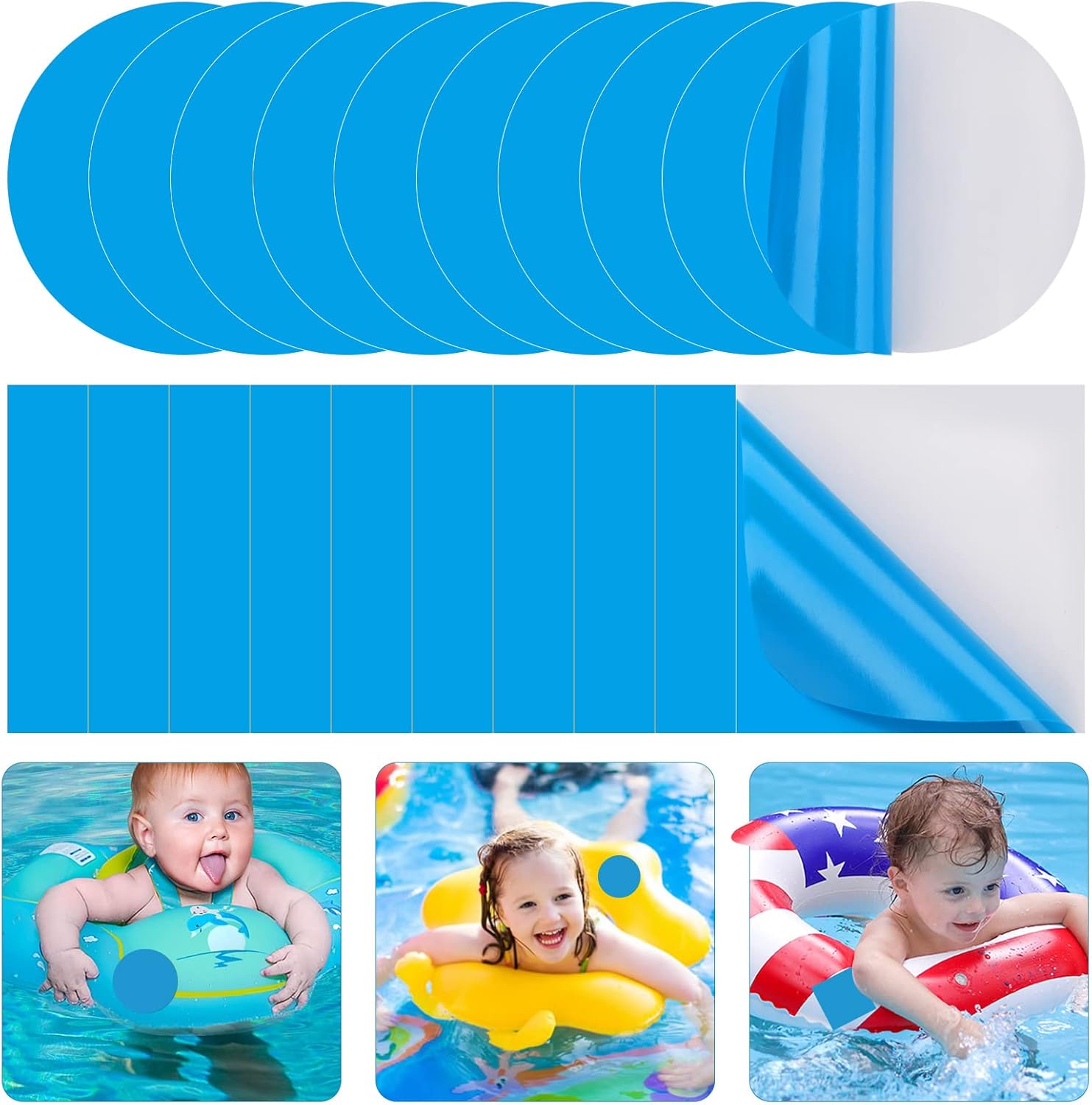 Set Di 4 Toppe Autoadesive Per Trampolino – 2 Rotonde (ø10 Cm) + 2 Quadrate (10x10 Cm) – Ripara Teli, Reti E Tappeti - 4