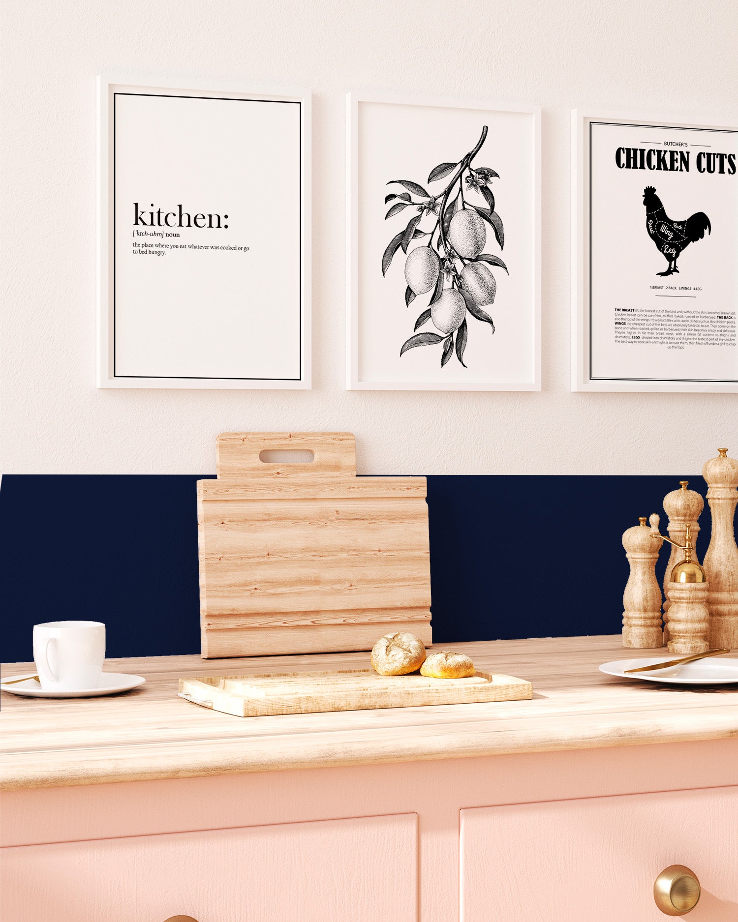 Panorama Crédence Adhésive Cuisine Bleu Marine Lisse 60x100 cm - Protection Murale Adhésif - Panneau Protege Mur - 4