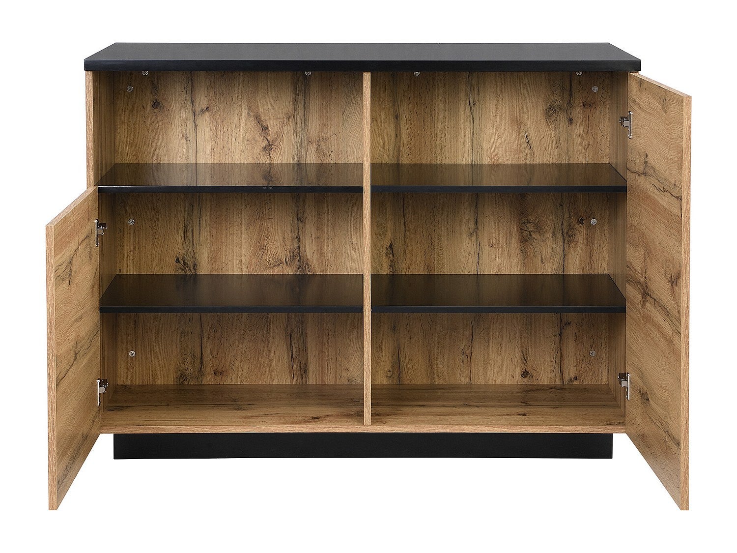 Ilot central de cuisine avec 2 portes et 1 niche en MDF - Naturel et noir - CORELINA - 5
