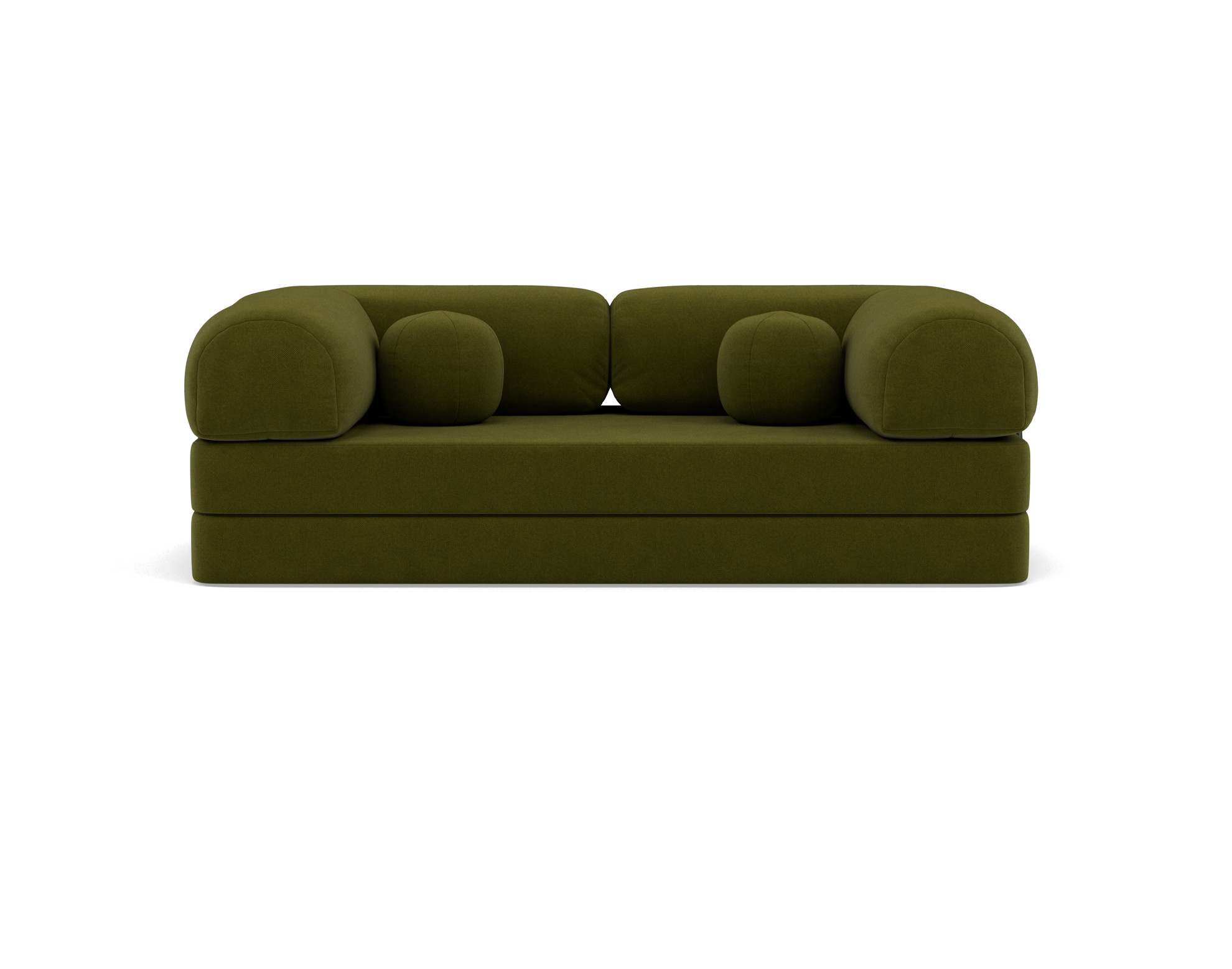 Canapé droit convertible 3 places en velours texturé vert kaki - NEBULA - Best Mobilier - 7