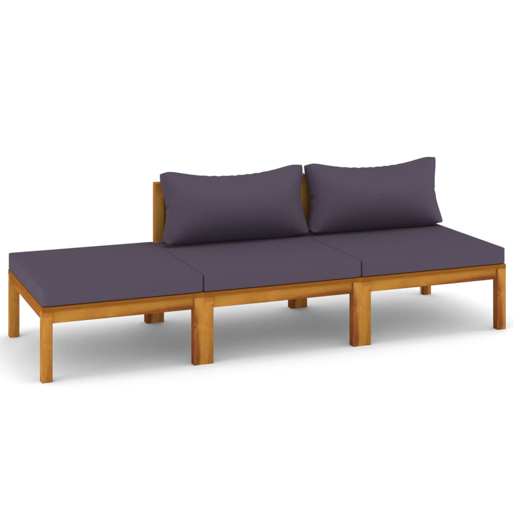 Maison Exclusive - Salon de jardin 3 pcs avec coussin Bois d'acacia solide - 2