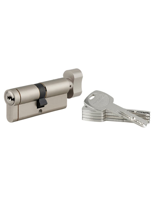 THIRARD - Lot de 10 cylindres à bouton Transit 1, 40Bx40mm, nickelé, 5 clés - THIRARD