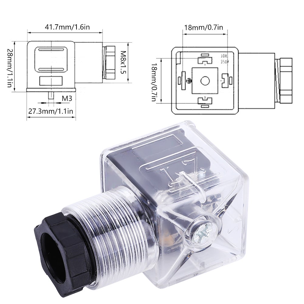 5 pezzi di tappo valvola solenoide idraulica universale AC 220V con lampada trasparente - 6