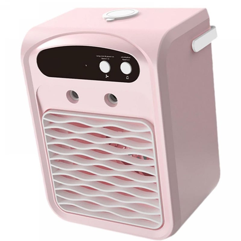 Wielofunkcyjny mini klimatyzator z funkcją natrysku, odpowiedni do stosowania na biurku i na zewnątrz, różowy
