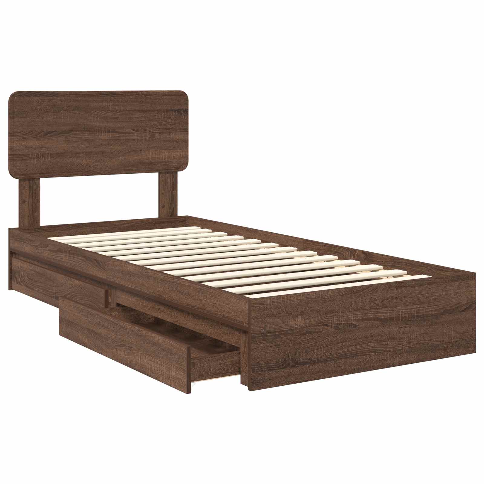 Lit coffre chêne brun 75 x 190 cm panneau de bois - 5