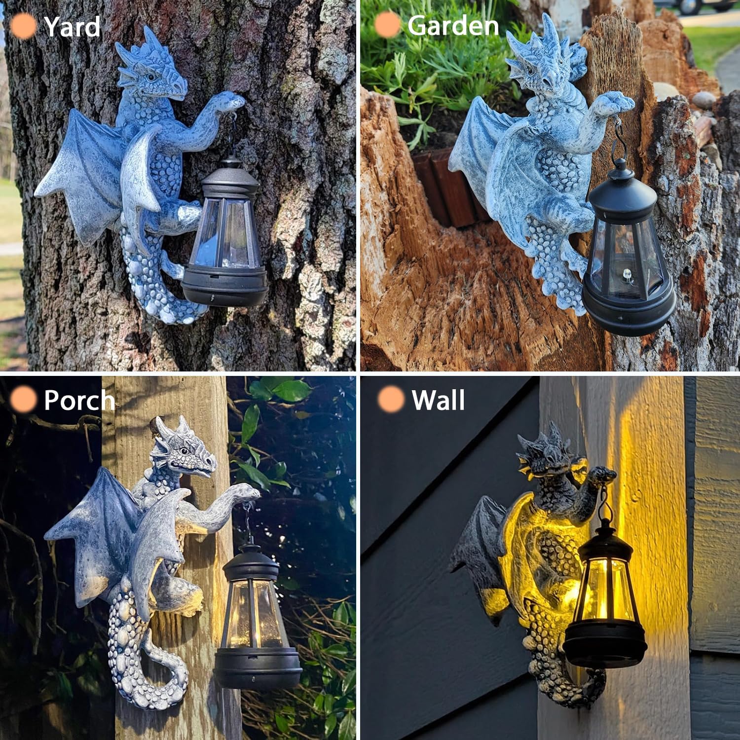 Statue Dragon sur Tronc d’Arbre – Lampe Solaire Décorative pour Jardin, Terrasse, Balcon – Décoration Extérieure Étanche avec LED – Cadeau Amusant - 5