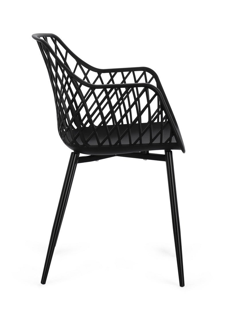 Ensemble de 4 chaises de salle à manger en acier et polypropylène noir - 5
