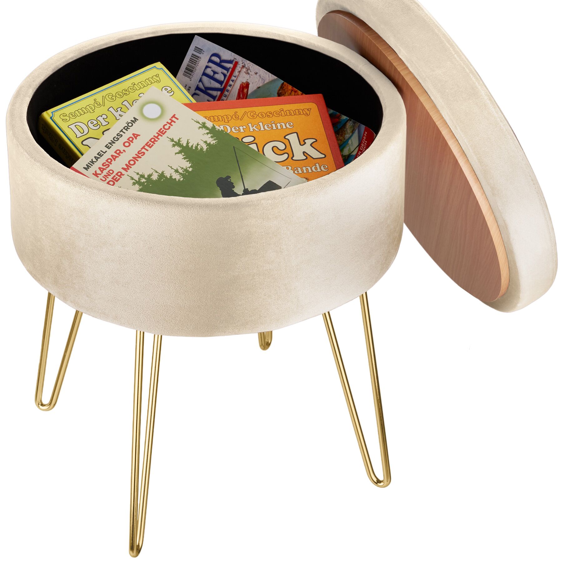 Tabouret avec espace de rangement en bois MDF aspect velours TECTAKE - 5