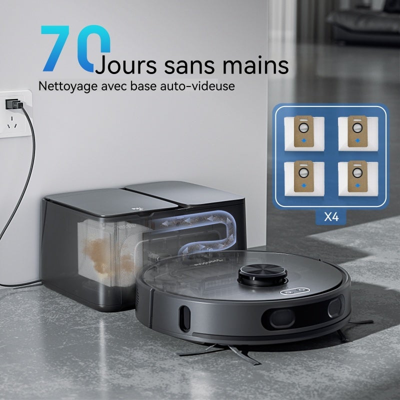 Aspirateur robot laveur Teendow D65S MAX noir, station de vidage automatique 70 jours, navigation LiDAR intelligente pour maison et poils animaux - 2
