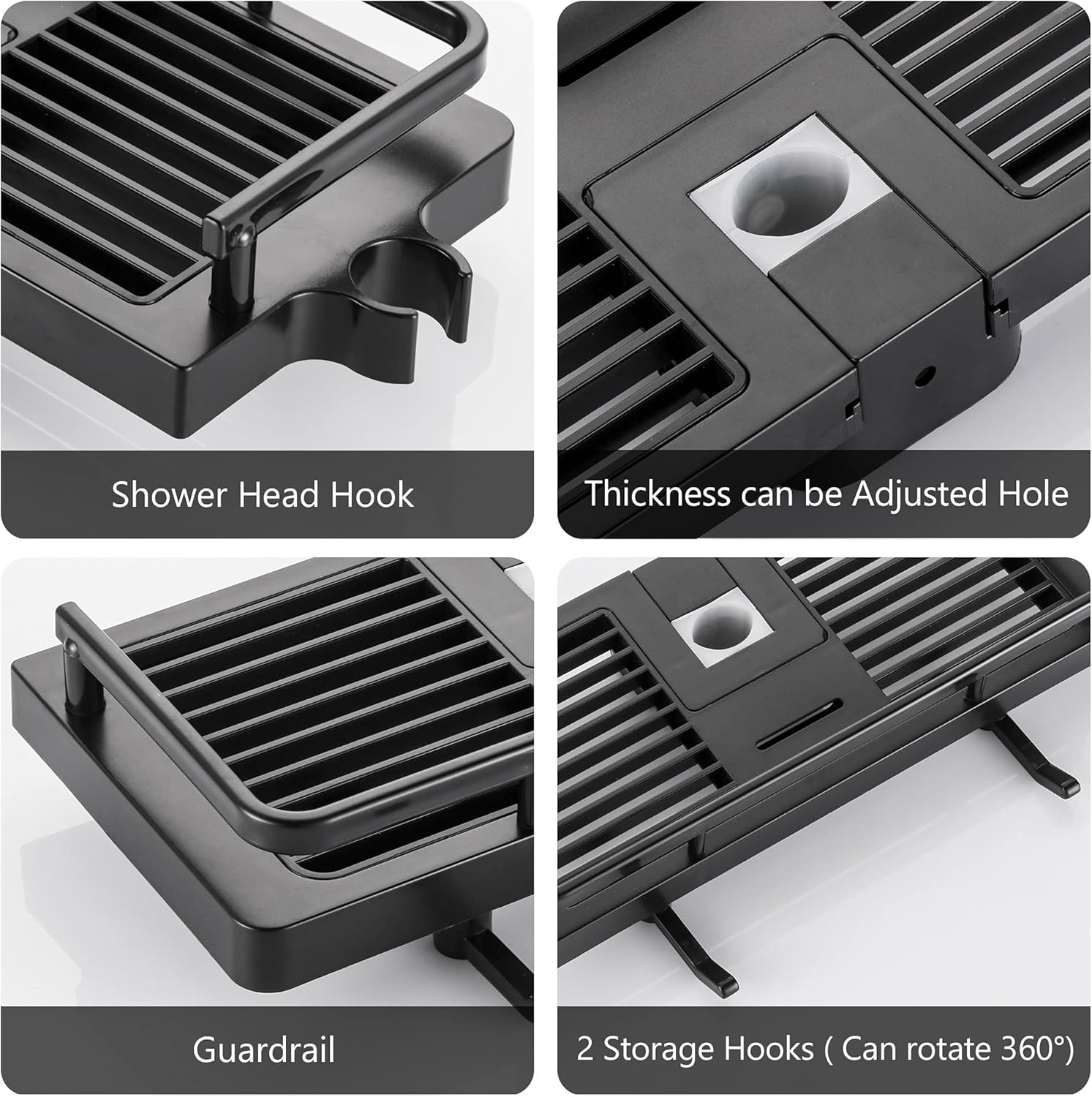 Étagère de Douche Sans Percage Tablette de Douche pour Poteau avec Support de Pommeau,Étagère de Rangement de Salle de Bain Pour Shampooing Savon,et - 5