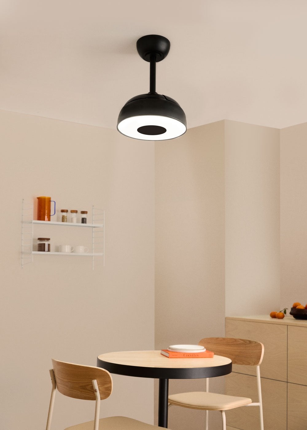 CREATE - WIND CLEAR CUP - Wentylator sufitowy 40W cichy Ø55cm z wysuwanymi łopatkami i oświetleniem LED -
