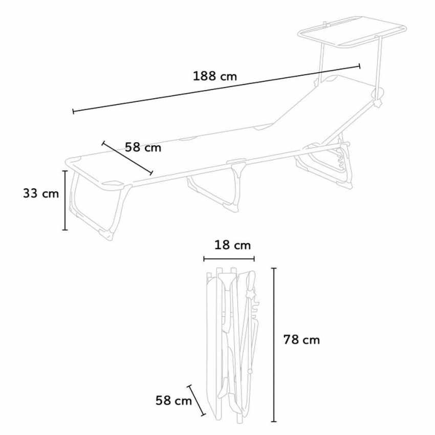 2 transats de piscines mer pliants avec pare-soleil California - 8