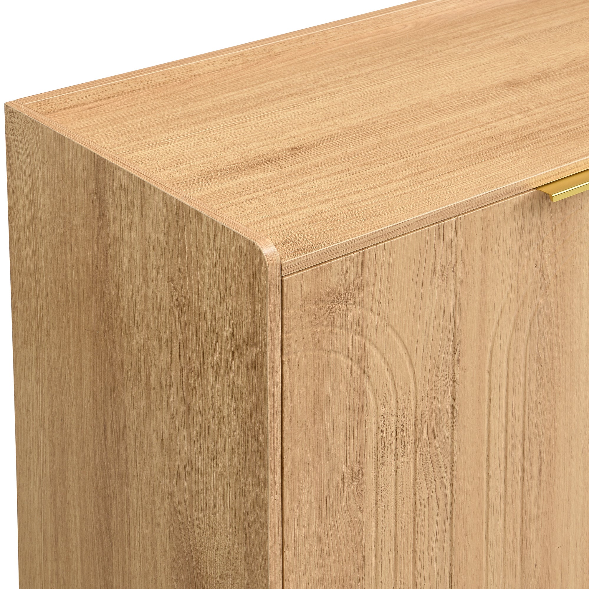 Nowoczesny buffet 140x38x75 cm - 4 fronty - wygląd drewna - Nogi metalowe - MDF - Kolor naturalny - 9