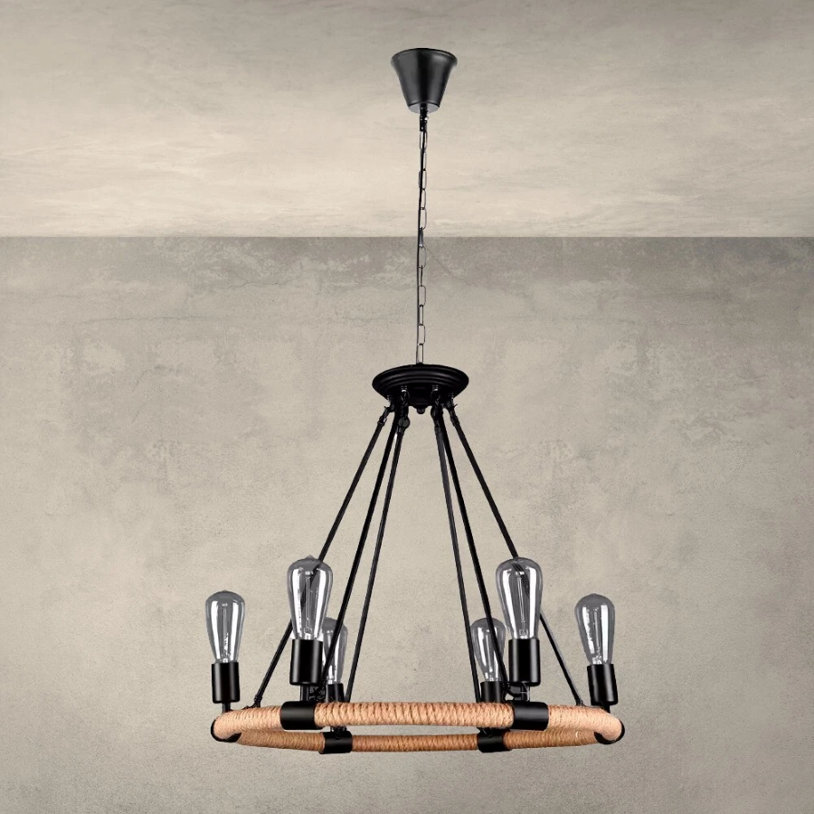 Lampadario Sospeso In Rattan Intrecciato CONERY - Diametro 35 Cm, Regolabile, Stile Rustico/Boho, Per Soggiorno, Camera, Corridoio