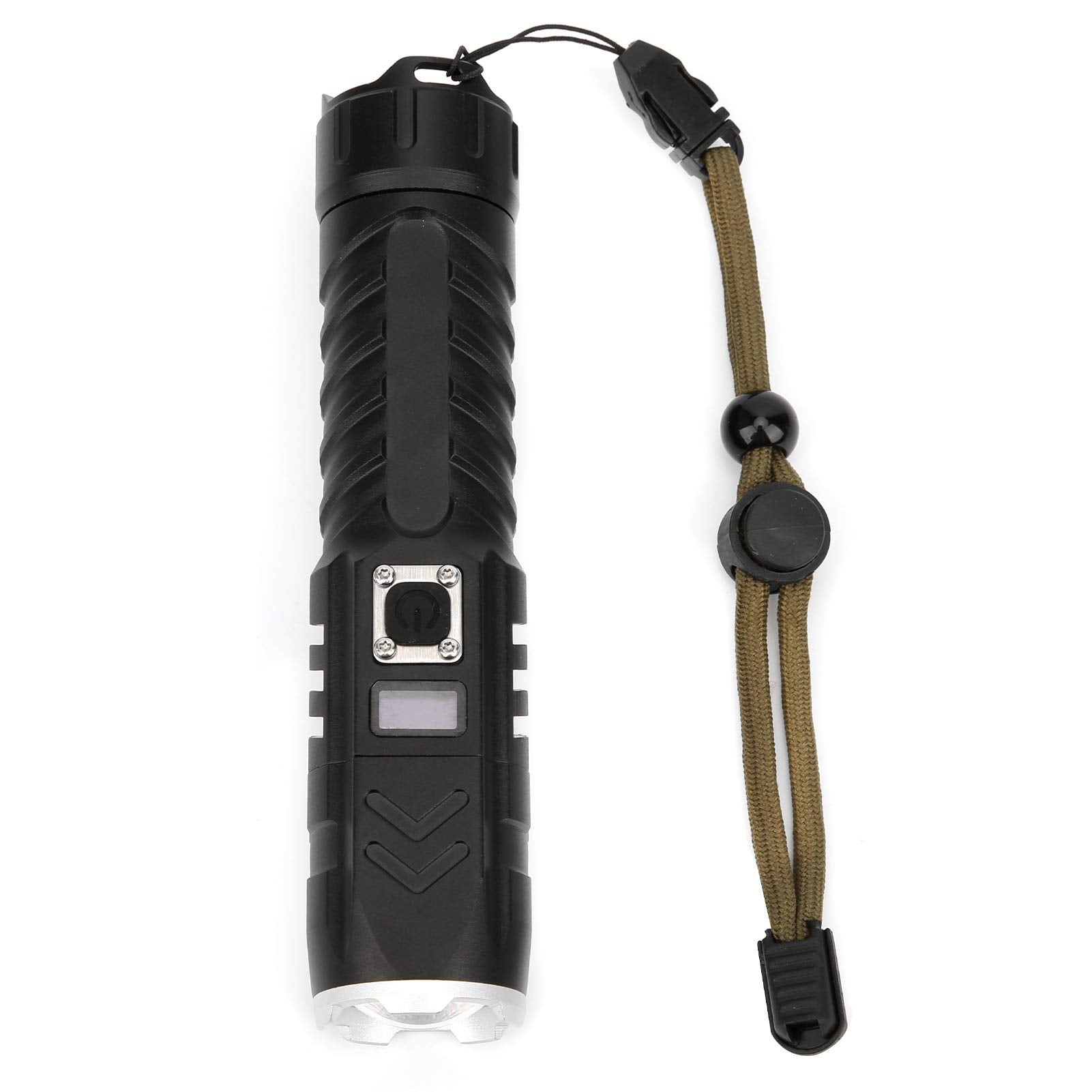 Bardzo jasna latarka zewnętrzna, z zoomem, ładowana przez USB, inteligentny wyświetlacz mocy, mini latarka LED ze stopu aluminium