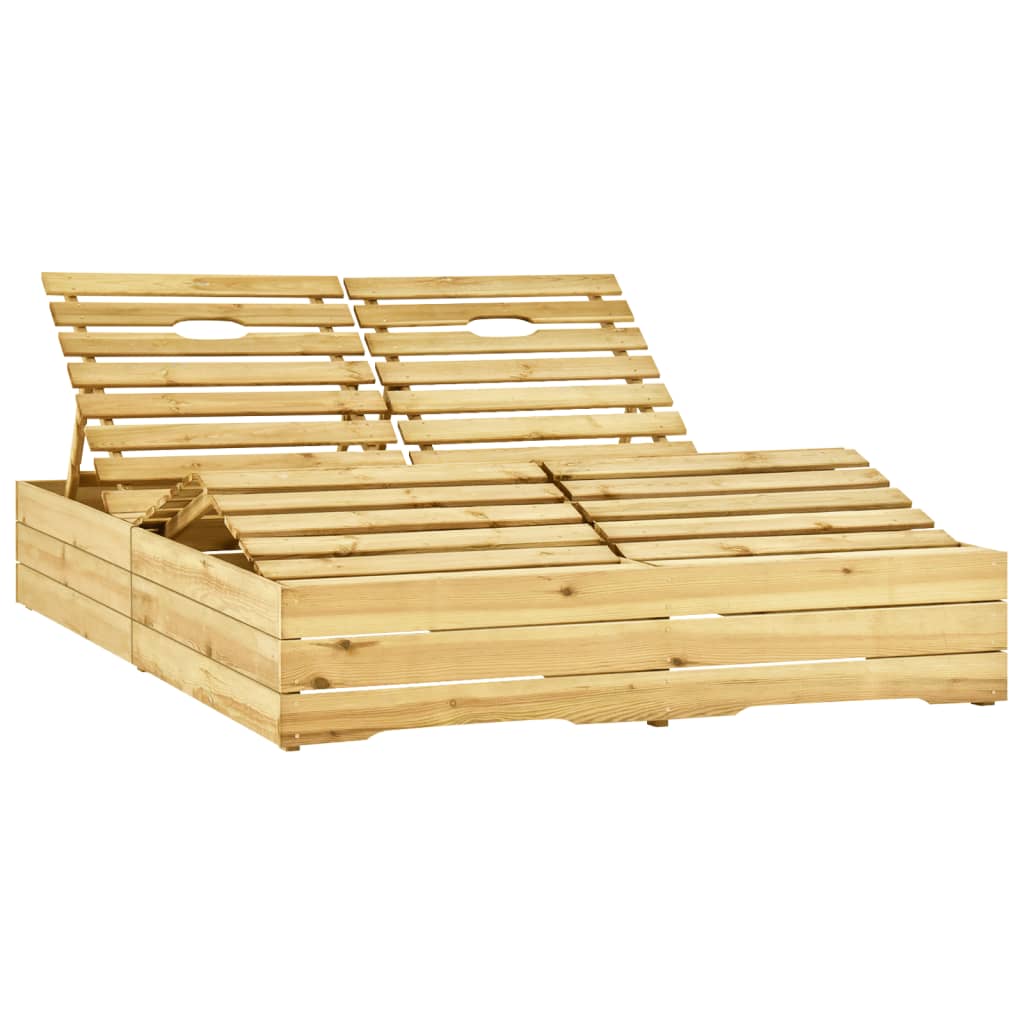 Chaise longue | Bain de soleil | Transat de relaxation double Bois de pin imprégné de vert CFW599110 - 2