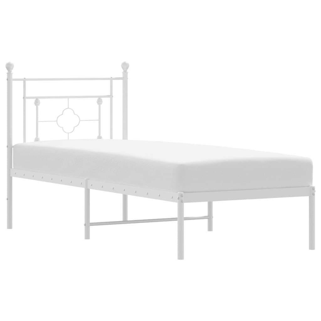 Łóżko Metalowe Białe Rama Łóżko Ze Stelażem Do Sypialni Pokoju 80x200 cm