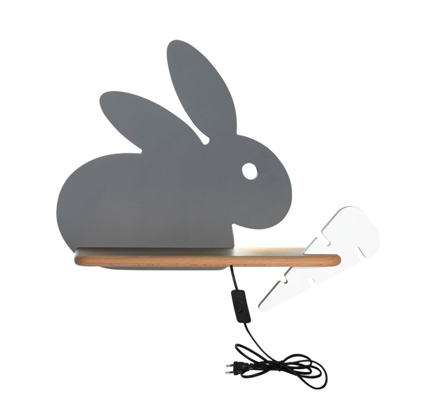 Kinkiet ścienny Rabit szaro-biały-jasne drewno LED 4W 4000K 200lm wym: 31 x 37 x 12 cm metal IP20 Candellux