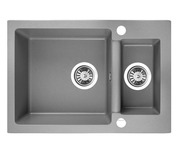 Evier de cuisine en granit gris - CELIA - 44 x 65 cm, 1.5 bac