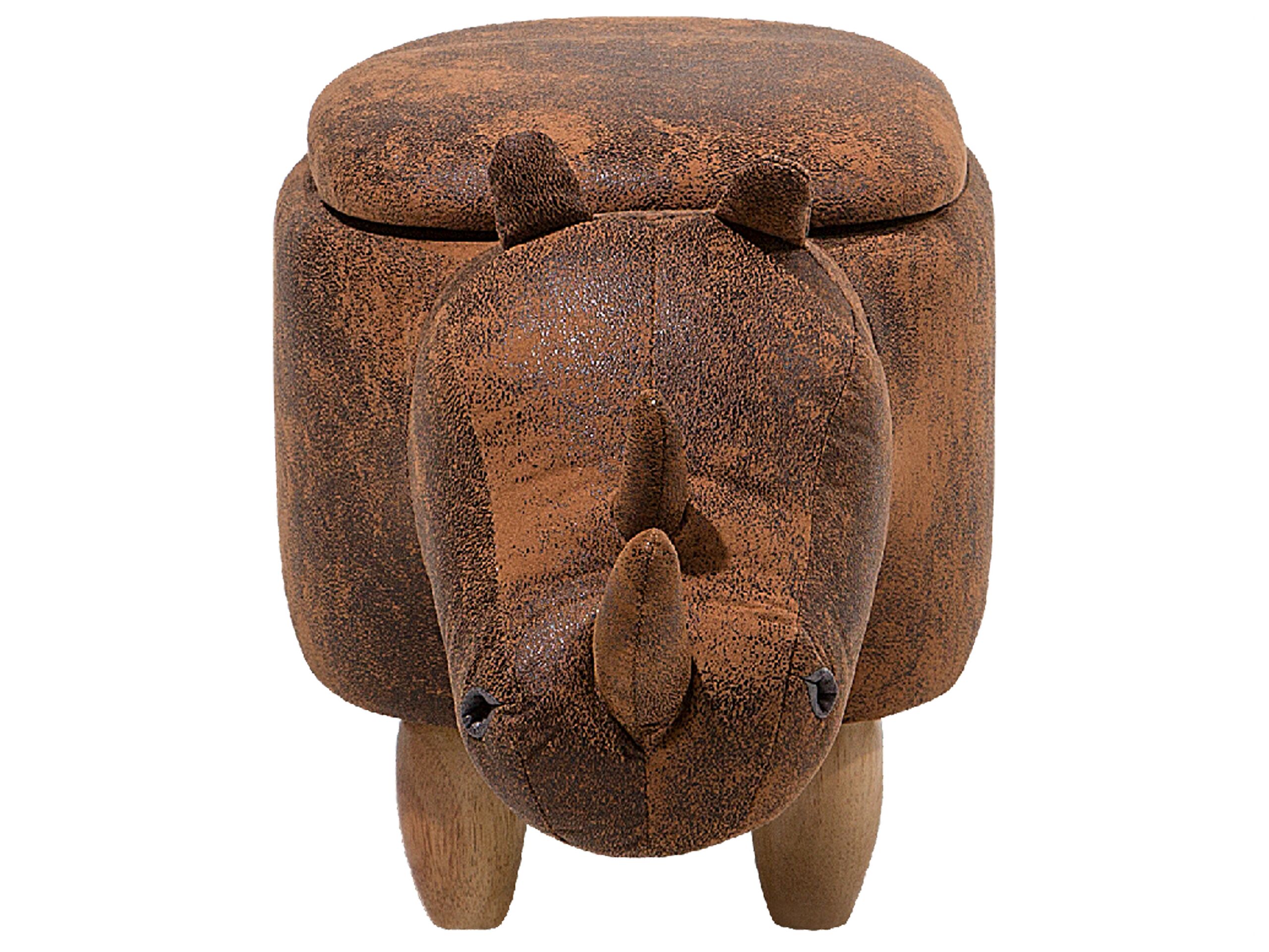 Pouf animaletto contenitore RHINO Pelle sintetica Marrone chiaro - 5