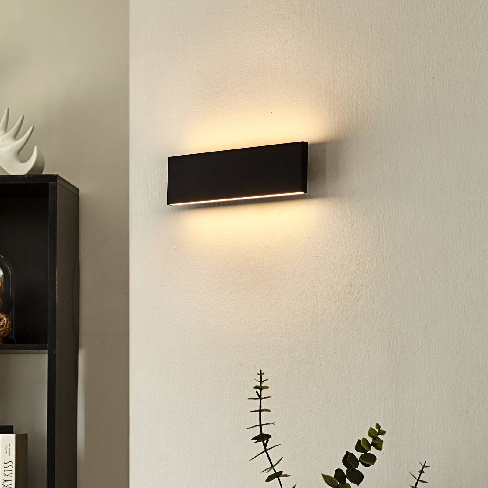 Lindby, Applique Murale Aiden, 30 Cm, Noir, Doré, Lampe De Lecture LED