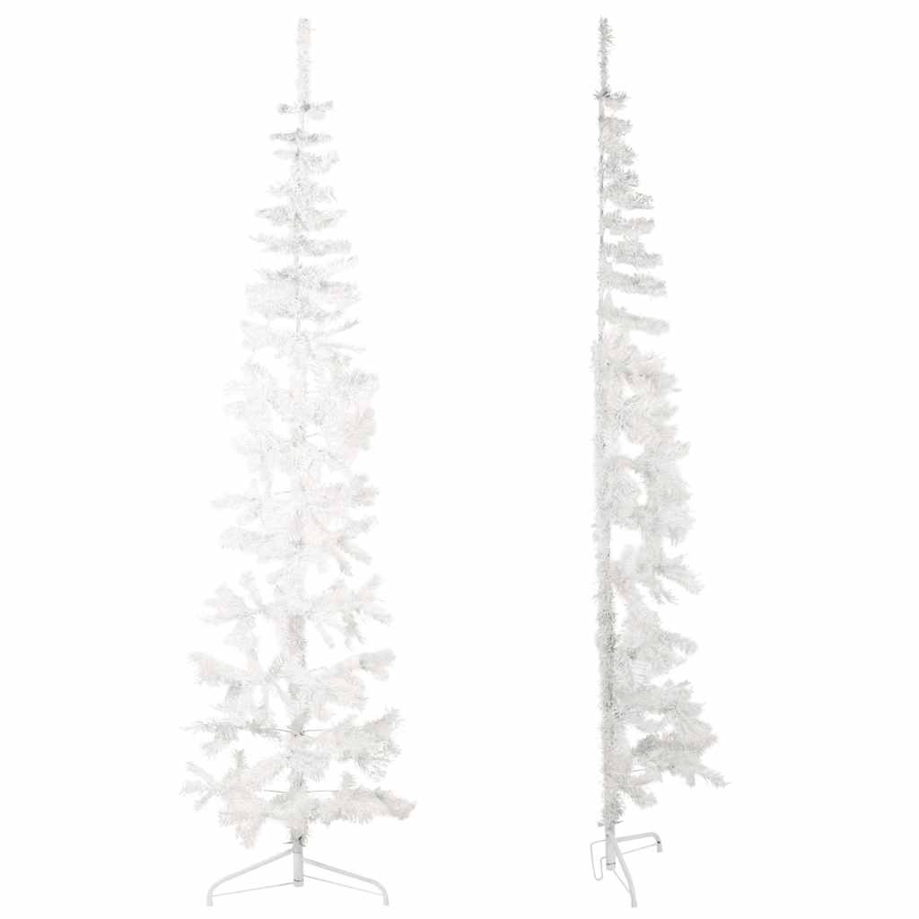 Meia árvore de Natal artificial com suporte branco 210 cm - COMFORTXL - 3