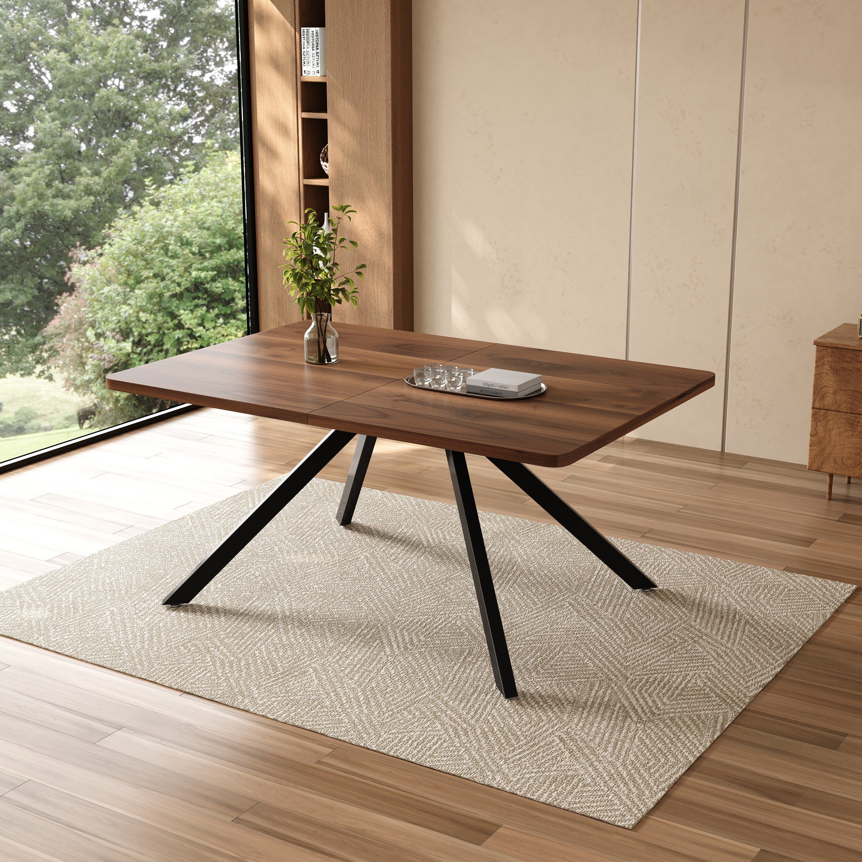 Stół rozsuwany 160/200x240x90 cm - idealny na 6 do 10 osób - nogi metalowe - brązowy