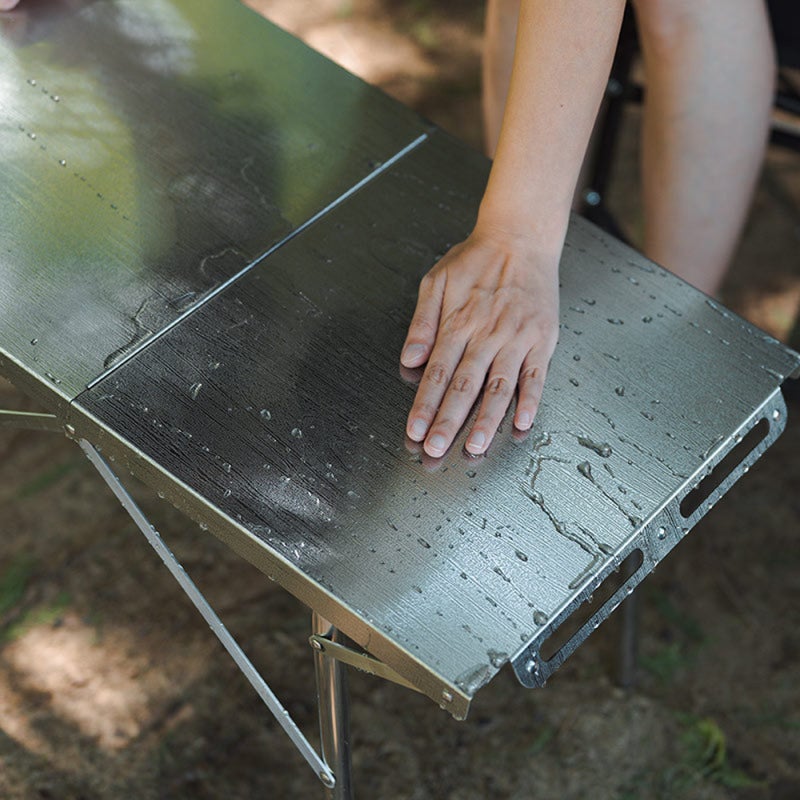 Table de pique-nique pliante portable en acier inoxydable, résistante hautes températures, idéale barbecue, camping, loisirs - 3