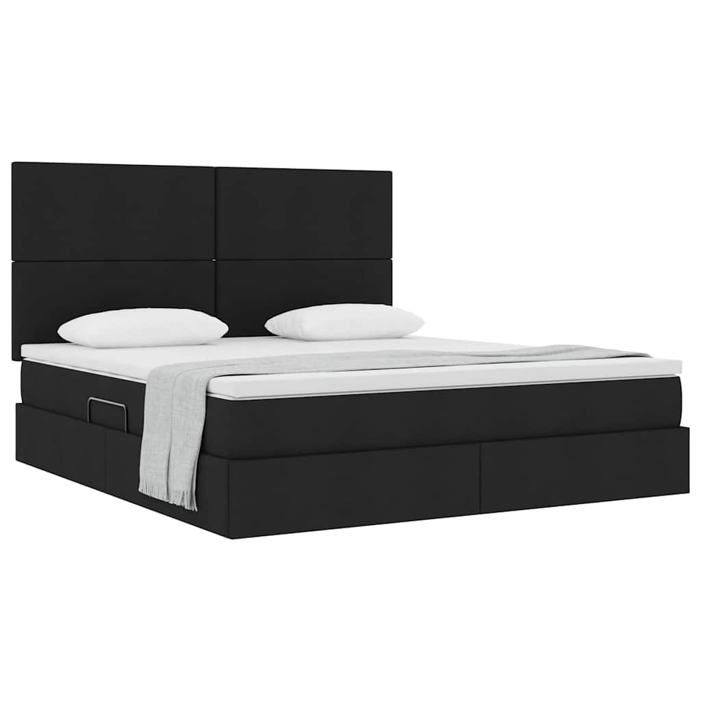 Lit avec rangement et matelas, noir, 160 x 200 cm, tissu - 3