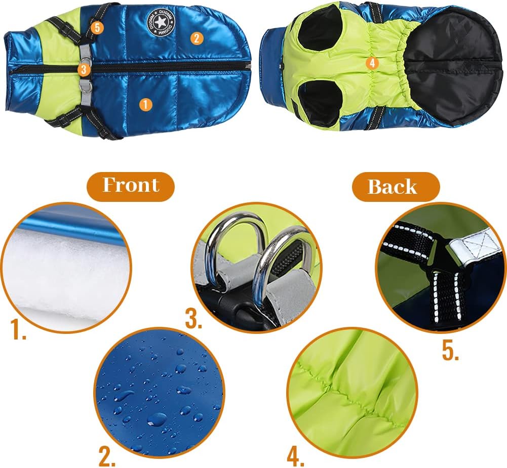 (L) Casaco de Inverno para Cães, Roupa de Cachorro, Casaco Impermeável, Colete de Inverno, para Pequenos Animais de Estimação - 2