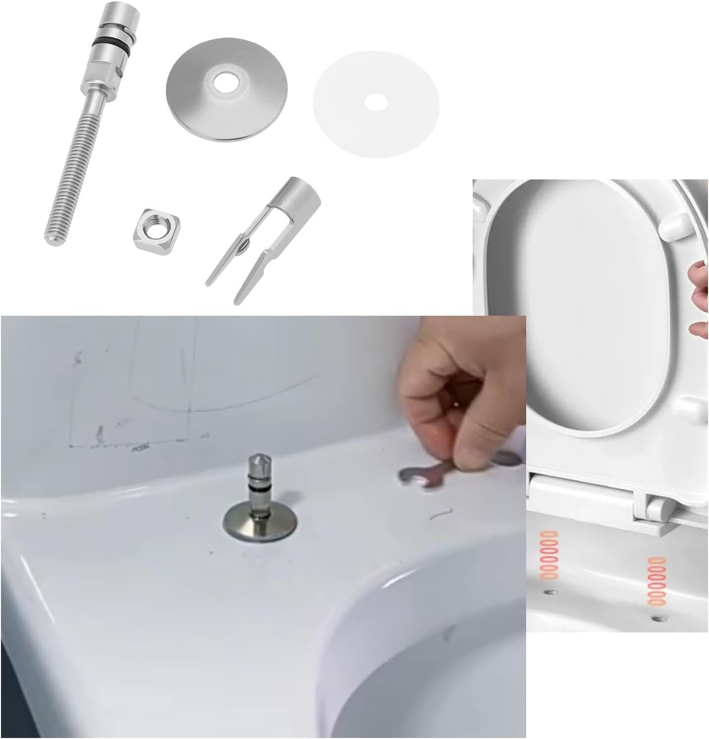 Para uchwytów mocujących zawiasy deski sedesowej ze stali nierdzewnej M6 x 71,5 mm