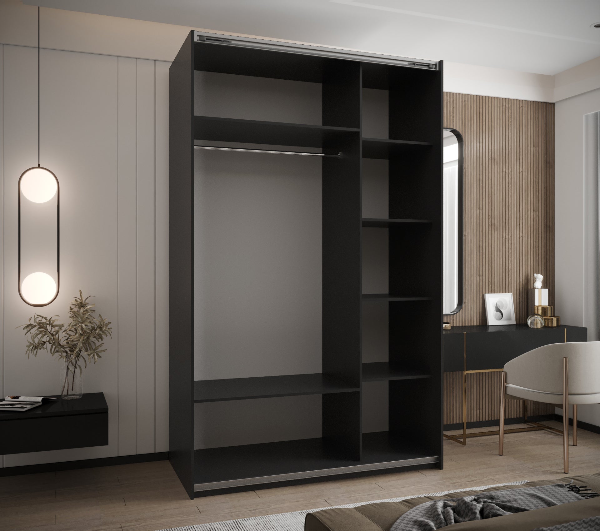 Szafa przesuwna wysoka Lux 2 150 x 64 x 245,5 cm czarny + artisan + u. czarny - Abiks Meble - 3