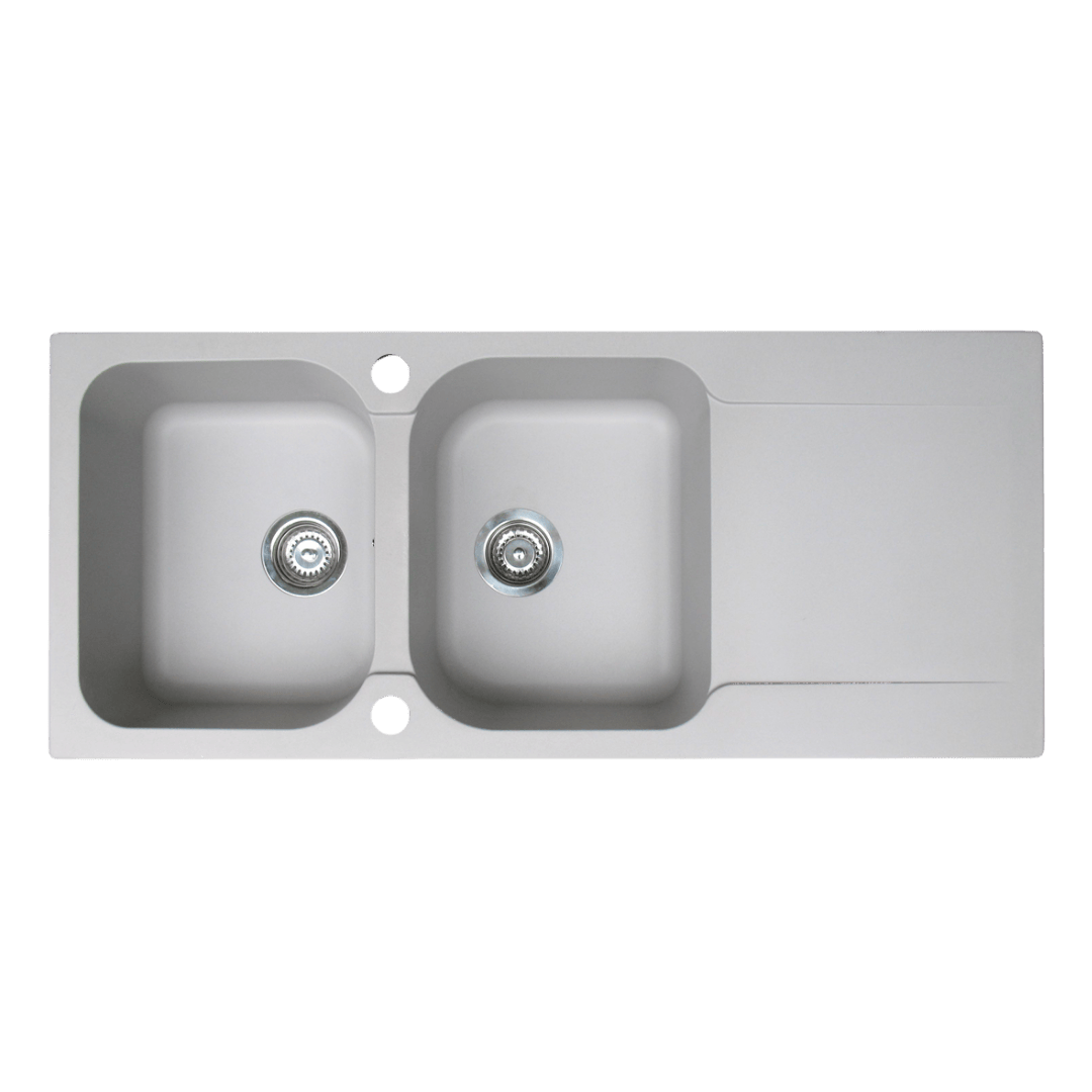 Lisse zlewozmywak dwustronny 2 komory 1 ociekacz z żywicy w kolorze szarym