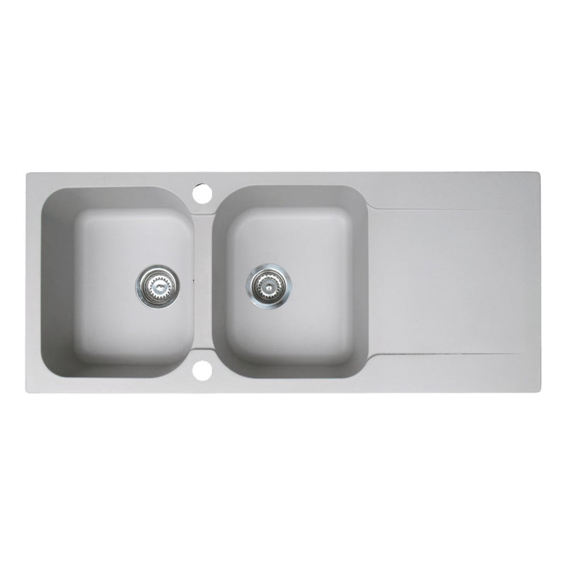 Lisse zlewozmywak dwustronny 2 komory 1 ociekacz z żywicy w kolorze szarym