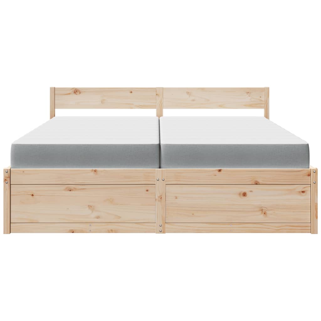 Lit avec tiroirs et matelas, en bois massif de pin, pour la chambre, 200 × 200 cm - 4